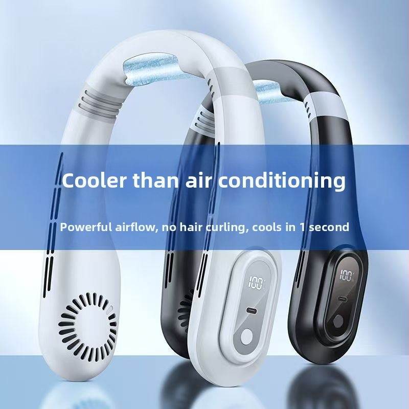 J18 ventilator fără lame pentru gât, alimentare USB, baterie încorporată 1200-2000mAh, 3 viteze, motor brushless, portabil pentru exterior