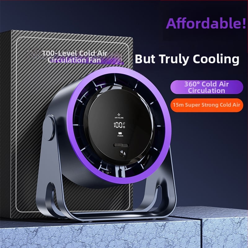 Ventilator de circulație fără palete, pentru birou/fixare pe perete, silențios, încărcare USB, baterie încorporată 4000–6000 mAh, motor brushless, 5 trepte