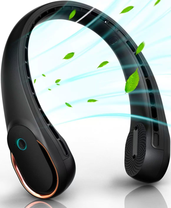 Ventilator pentru gât cu încărcare USB, baterie încorporată 4000-6000 mAh, brushless motor, 3 trepte de viteză, zgomot 36-45 dB