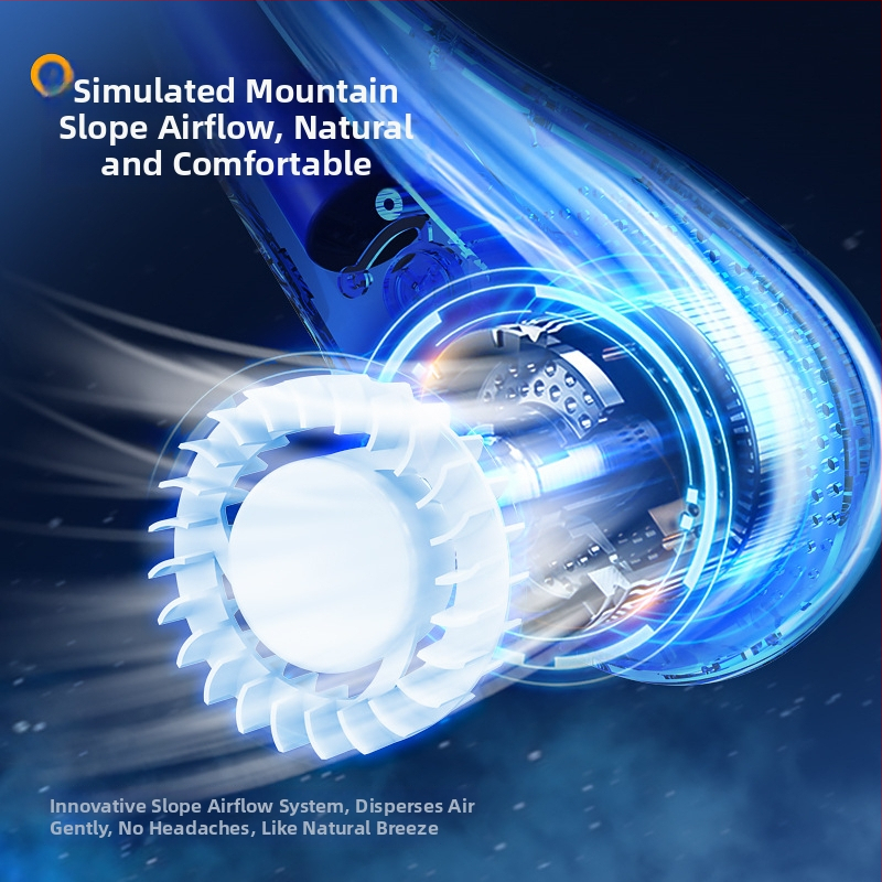 Ventilator pentru gât cu încărcare USB, baterie încorporată 4000-6000 mAh, brushless motor, 3 trepte de viteză, zgomot 36-45 dB