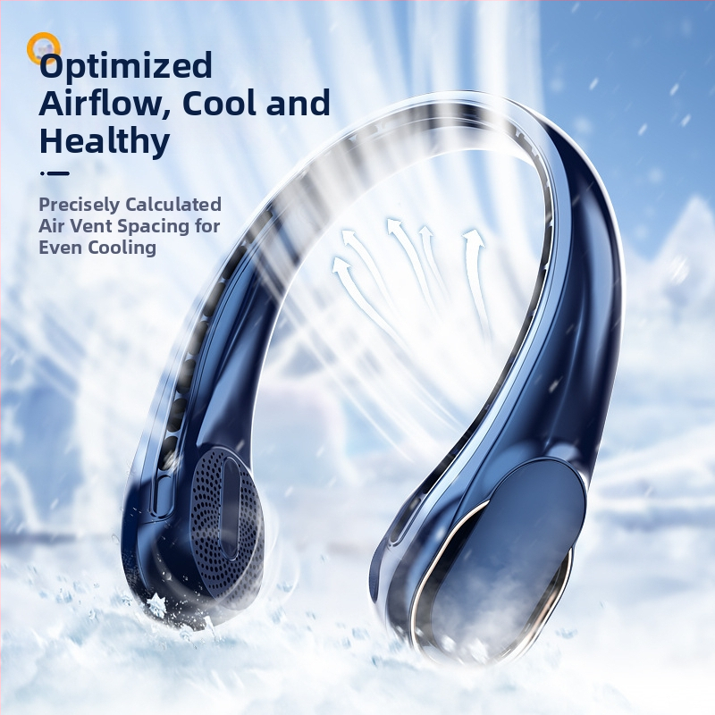 Ventilator pentru gât cu încărcare USB, baterie încorporată 4000-6000 mAh, brushless motor, 3 trepte de viteză, zgomot 36-45 dB