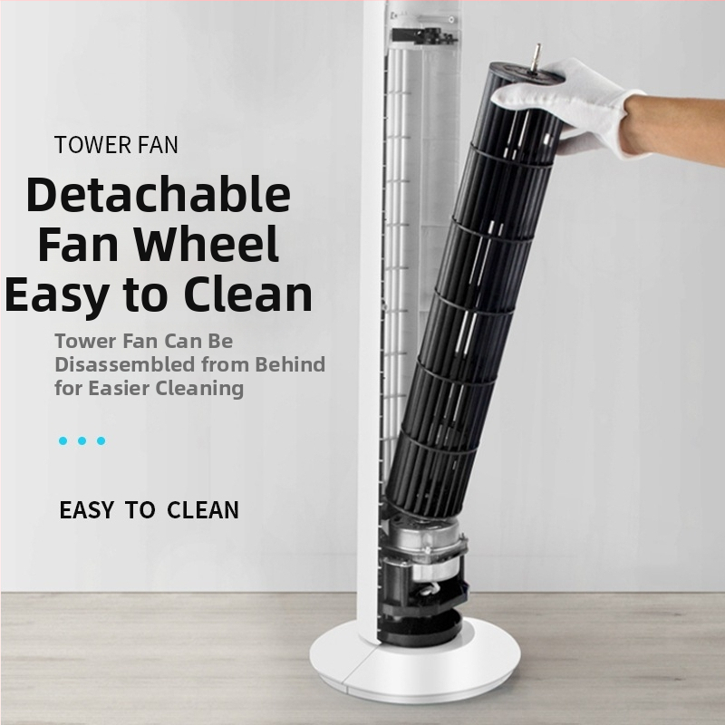 Bezlapatový stĺpový ventilátor QB-T628, 220V, 45W, 50Hz, hluk 40–50 dB, 3 rýchlosti, režimy Natural/Sleep/Normal vietor, mechanické ovládanie, bezkartáčový motor