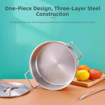 Nerezový hrniec na hot pot s plochým dnom, 6,1–10 l, dvojité rúčky, antiadhézna vrstva