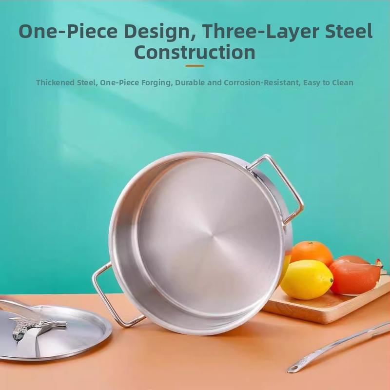 Nerezový hrniec na hot pot s plochým dnom, 6,1–10 l, dvojité rúčky, antiadhézna vrstva