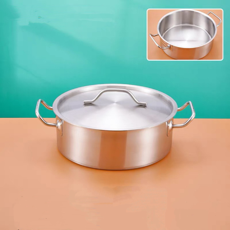 Nehrđajući čelični lonac za hot pot, ravno dno, 6,1–10 L, dvostruke ručke, premaz protivlijepljiv