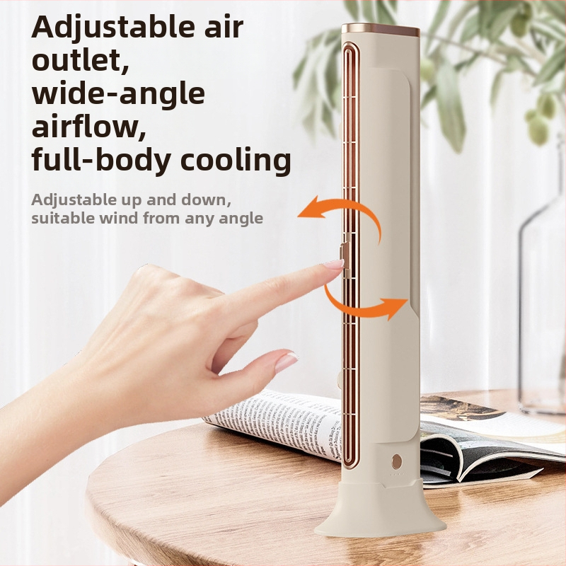 Bez lopatového veža ventilátora pre domáce použitie, USB napájanie, vstavaná batéria 4000mAh, prirodzený vietor, 3 rýchlosti, možno zavesiť na stenu alebo stojan, tichý
