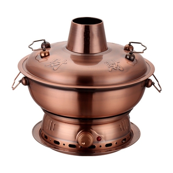 Kineski stil vrući lonac s imitacijom bakra, posuda od nehrđajućeg čelika 201, kapacitet 2,1–4 L, brend Yaojia le, za kućnu upotrebu, bez električne energije