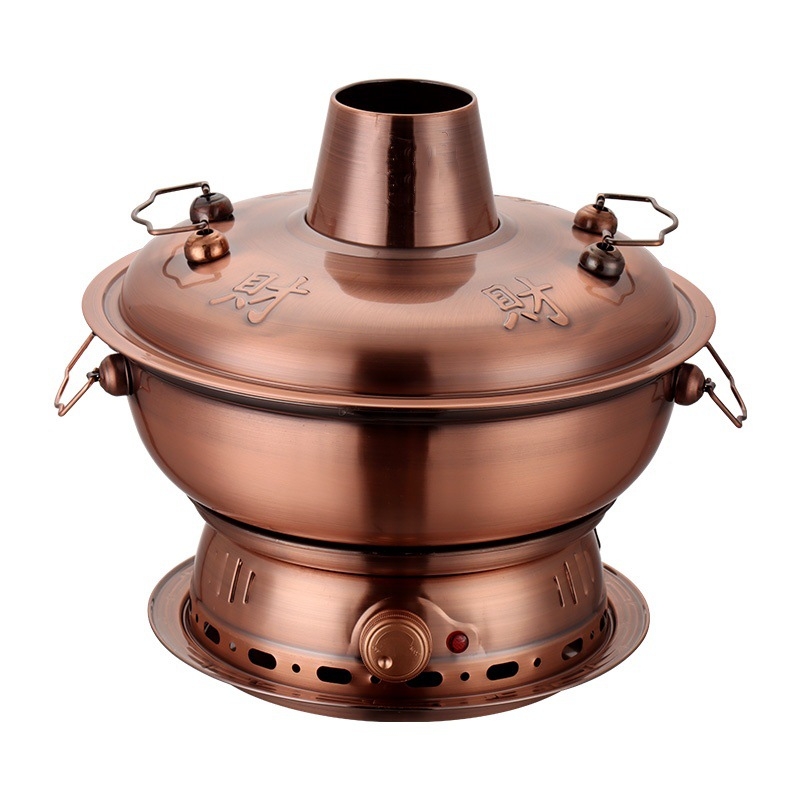 Kineski stil vrući lonac s imitacijom bakra, posuda od nehrđajućeg čelika 201, kapacitet 2,1–4 L, brend Yaojia le, za kućnu upotrebu, bez električne energije