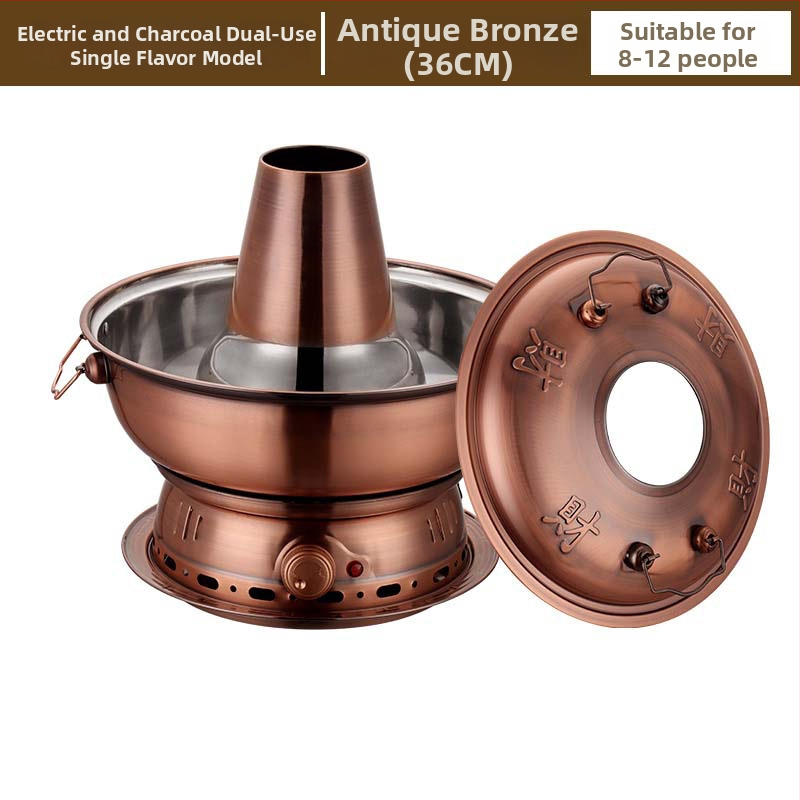 Čínske štýlové hot pot s napodobením medi, nádoba z nehrdzavejúcej ocele 201, objem 2,1–4 l, značka Yaojia le, domáce použitie, bez elektriny