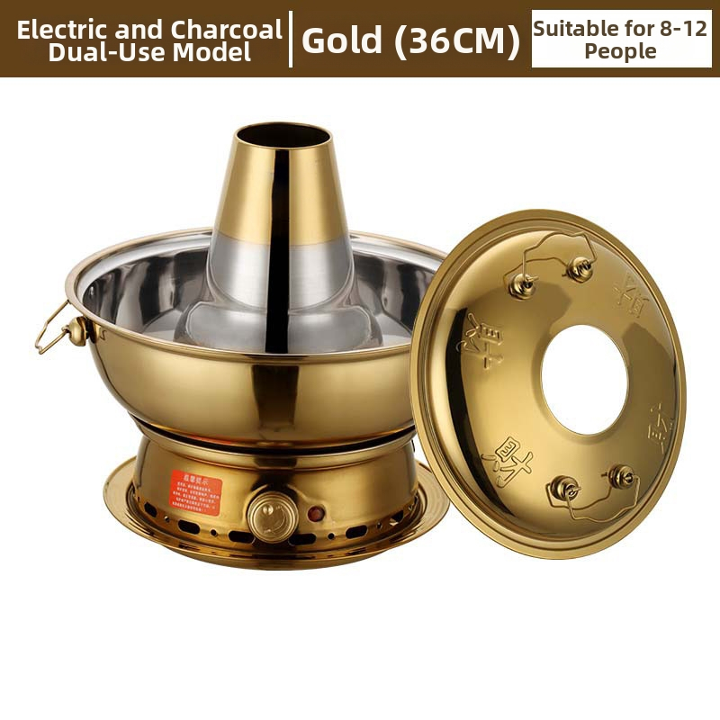 Čínske štýlové hot pot s napodobením medi, nádoba z nehrdzavejúcej ocele 201, objem 2,1–4 l, značka Yaojia le, domáce použitie, bez elektriny