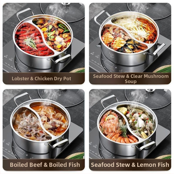 Hot pot z 304 nehrdzavejúcej ocele, objem 2,1–4 l, bez elektriny, značka Unique