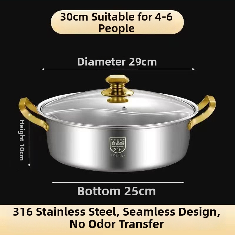 Hot pot z 304 nehrdzavejúcej ocele, objem 2,1–4 l, bez elektriny, značka Unique