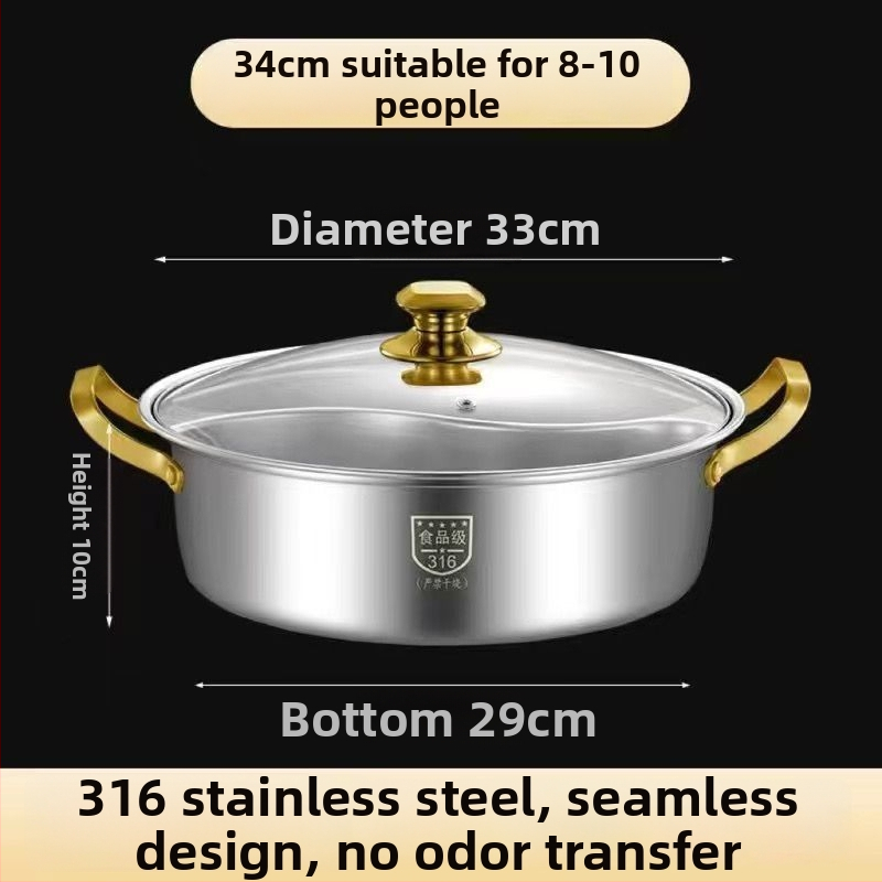 Hot pot z 304 nehrdzavejúcej ocele, objem 2,1–4 l, bez elektriny, značka Unique
