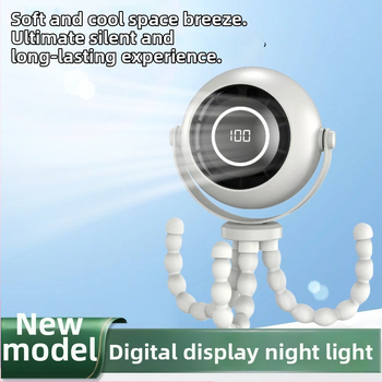 Ventilator de mână în formă de caracatiță, baterie încorporată 2000–4000 mAh, autonomie 8–12 ore, 3 trepte de viteză, alimentare USB, zgomot 36–45 dB