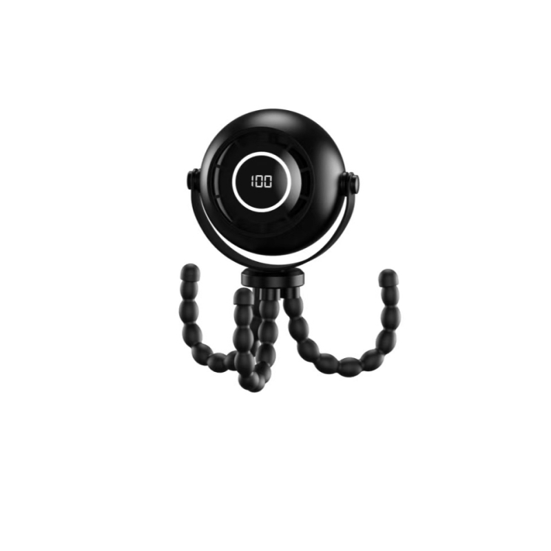 Ventilator de mână în formă de caracatiță, baterie încorporată 2000–4000 mAh, autonomie 8–12 ore, 3 trepte de viteză, alimentare USB, zgomot 36–45 dB