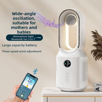 Επιτραπέζιος ανεμιστήρας χωρίς λεπίδες για ψύξη, 3 ρυθμίσεις ταχύτητας, DC brushed motor, θόρυβος κάτω από 36 dB, αντικαταστάσιμη μπαταρία 300–500 mAh, τροφοδοσία μέσω USB