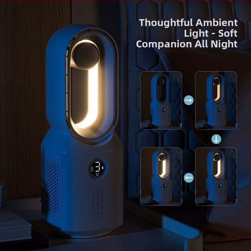 Επιτραπέζιος ανεμιστήρας χωρίς λεπίδες για ψύξη, 3 ρυθμίσεις ταχύτητας, DC brushed motor, θόρυβος κάτω από 36 dB, αντικαταστάσιμη μπαταρία 300–500 mAh, τροφοδοσία μέσω USB