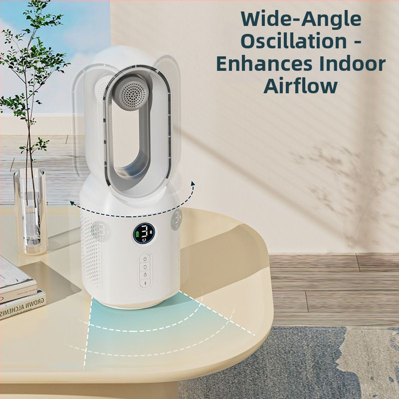 Επιτραπέζιος ανεμιστήρας χωρίς λεπίδες για ψύξη, 3 ρυθμίσεις ταχύτητας, DC brushed motor, θόρυβος κάτω από 36 dB, αντικαταστάσιμη μπαταρία 300–500 mAh, τροφοδοσία μέσω USB