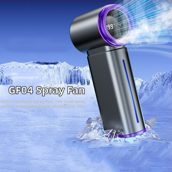 Ventilator manual fără palete cu ceață, încărcare USB, baterie încorporată 2000–4000 mAh, afișaj LED digital