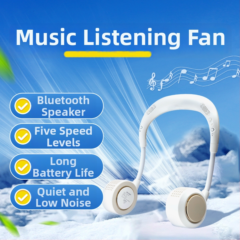 Ventilator cervical fără palete, încărcare USB, baterie încorporată 2000–4000 mAh, 5 trepte de viteză