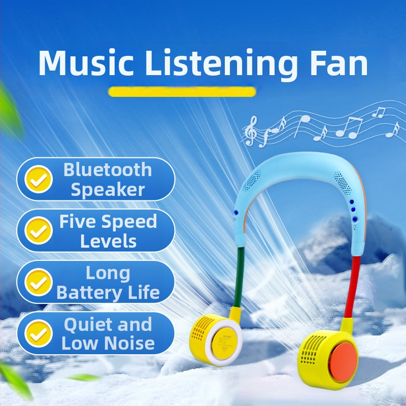 Ventilator cervical fără palete, încărcare USB, baterie încorporată 2000–4000 mAh, 5 trepte de viteză