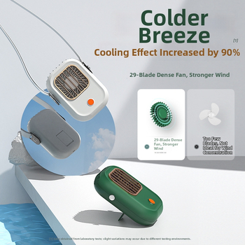 Ventilator pentru gât cu baterie încorporată, încărcare USB, motor brushless, 6 palete, 3 viteze