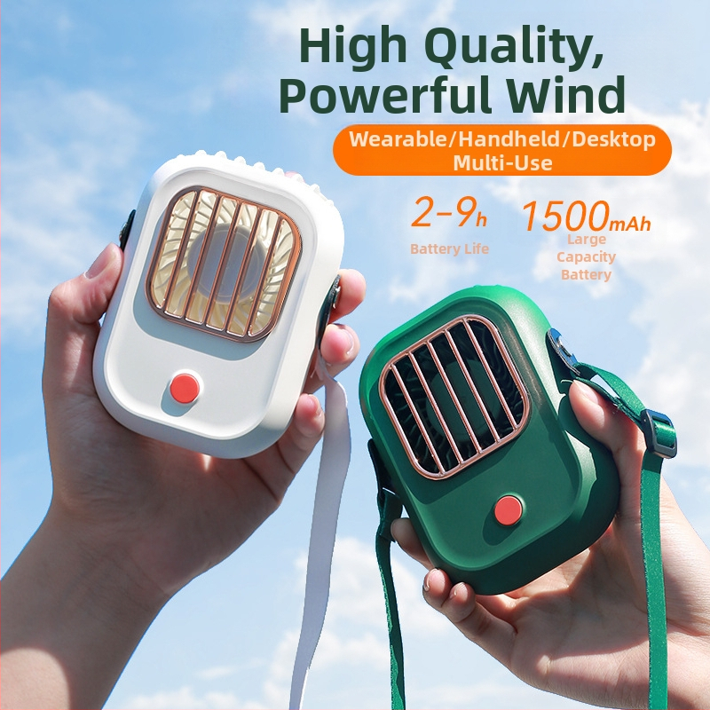 Ventilator pentru gât cu baterie încorporată, încărcare USB, motor brushless, 6 palete, 3 viteze