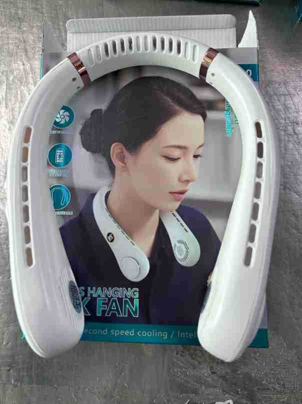 bladeless neck fan, 5-ρυθμίσεις ταχύτητας, ενσωματωμένη μπαταρία 2000–4000 mAh, τροφοδοσία USB, χαμηλός θόρυβος 36–45 dB