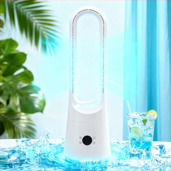 Chytrý bezlopatkový stolný a stojanový ventilátor s diaľkovým ovládaním, 220V, 20W, hluk 45–50 dB, časovač >8 hodín, prirodzený vietor