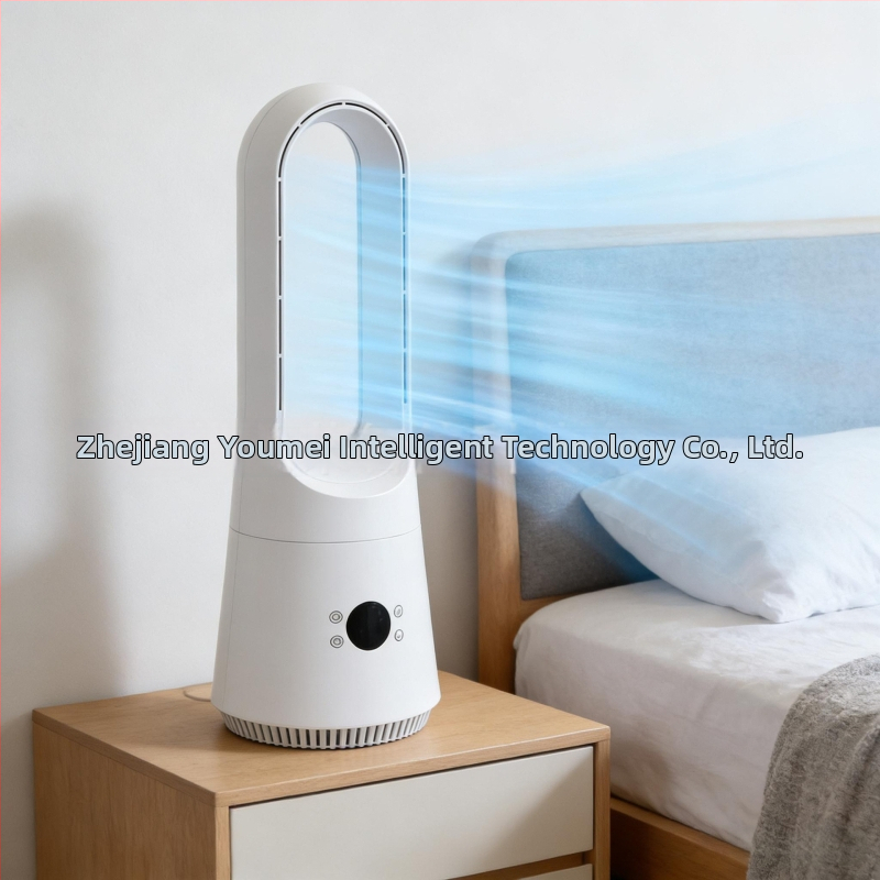 Ventilátor bez lopatiek so stojanom s dotykovým displejom, osciláciou a diaľkovým ovládaním; 220V 50Hz, 30W, bezkefový motor