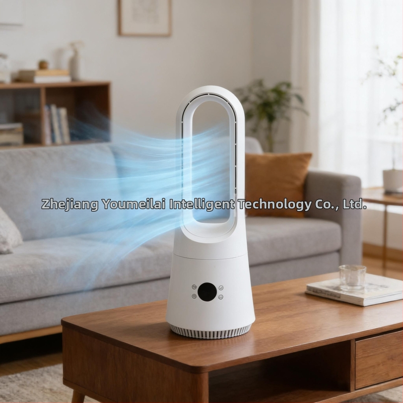 Ventilátor bez lopatiek so stojanom s dotykovým displejom, osciláciou a diaľkovým ovládaním; 220V 50Hz, 30W, bezkefový motor