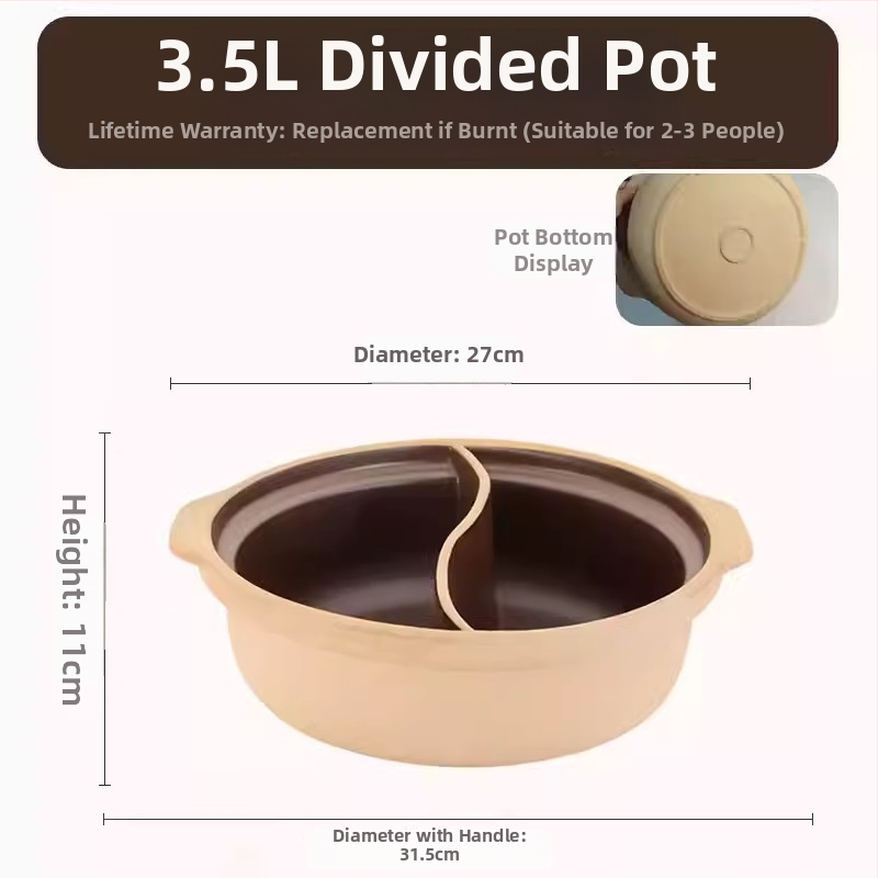 Hot pot Mandarin Duck z neglazovanej keramiky, objem 4.1–6 L, kompatibilný s plynovým sporákom, model Ancient Flavor, nelepivý