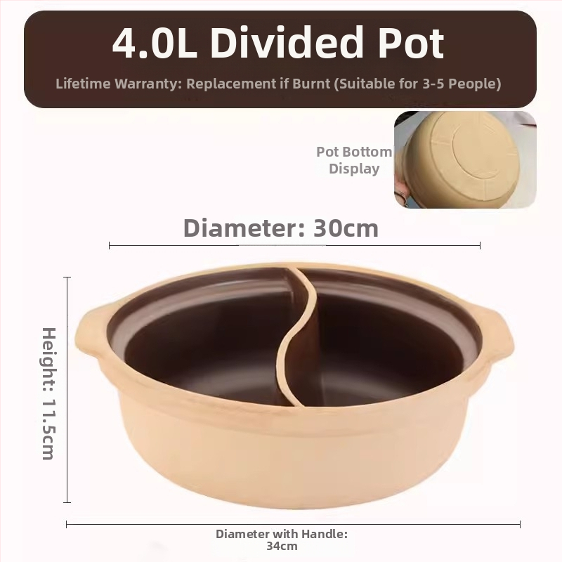 Hot pot Mandarin Duck z neglazovanej keramiky, objem 4.1–6 L, kompatibilný s plynovým sporákom, model Ancient Flavor, nelepivý