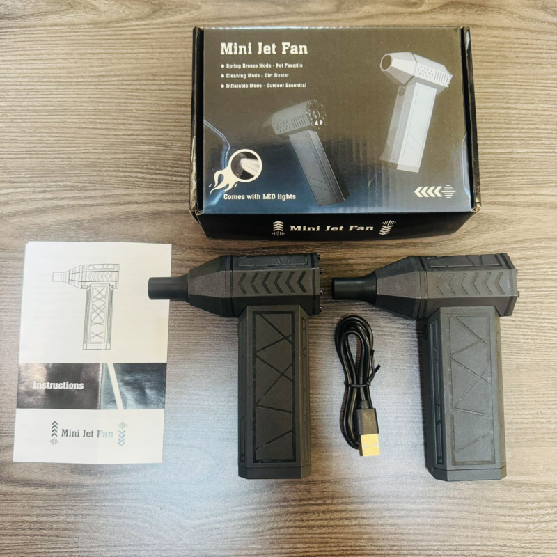 Ručni bezčetkasti ventilator za auto, 4 brzine, 120W, 12V, ugrađena baterija 2000–4000mAh, motor bez četkica