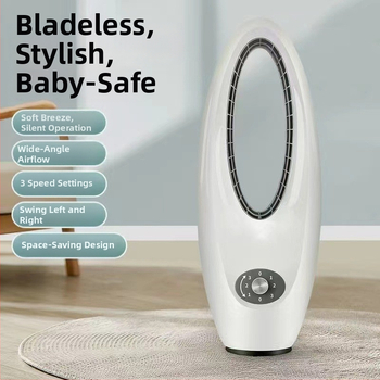 Ventilátor bez lopatiek, stolný ventilátor pre domácnosť, osciluje doľava-doprava, tichý dizajn, 45W, 220V, 3 rýchlosti, prírodný vietor