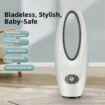 Ventilátor bez lopatiek, stolný ventilátor pre domácnosť, osciluje doľava-doprava, tichý dizajn, 45W, 220V, 3 rýchlosti, prírodný vietor