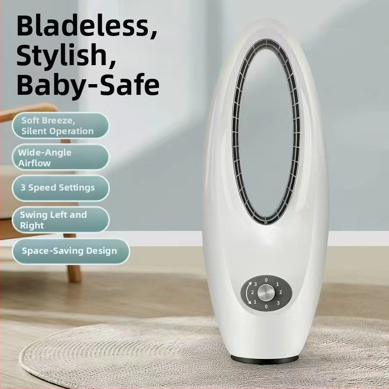 Ventilátor bez lopatiek, stolný ventilátor pre domácnosť, osciluje doľava-doprava, tichý dizajn, 45W, 220V, 3 rýchlosti, prírodný vietor