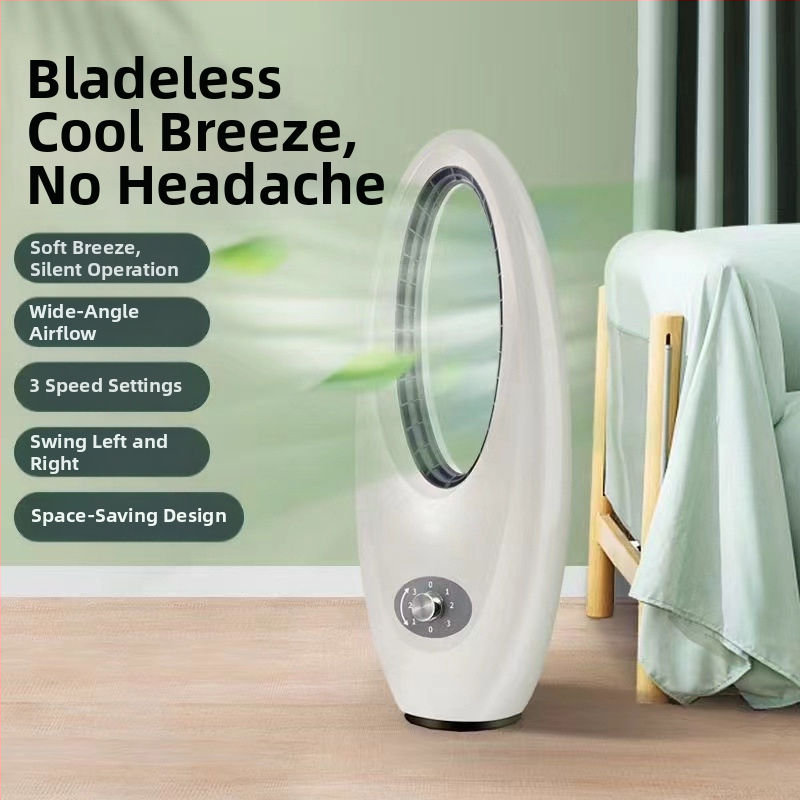 Ventilátor bez lopatiek, stolný ventilátor pre domácnosť, osciluje doľava-doprava, tichý dizajn, 45W, 220V, 3 rýchlosti, prírodný vietor