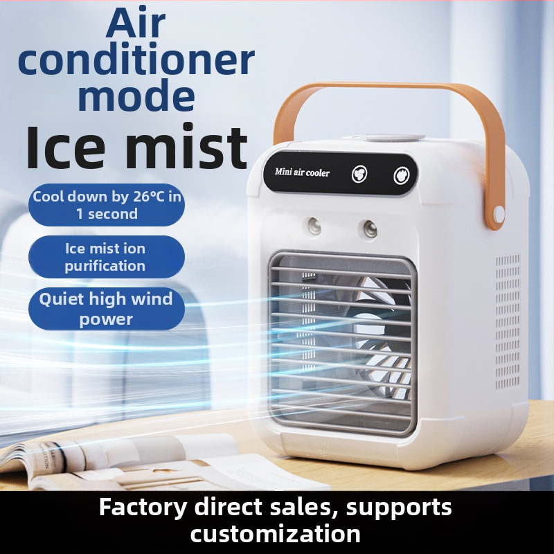 Ventilator de birou fără palete cu alimentare USB, umidificator încorporat și ceață, 3 viteze, baterie încorporată 2000–4000 mAh