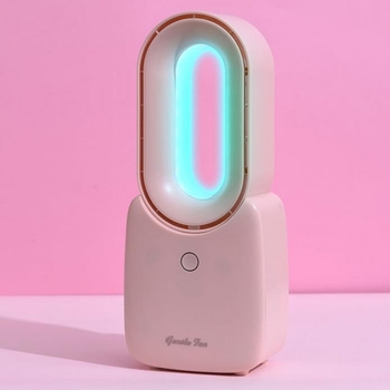 USB stolni ventilator bez lopatica, ugrađena baterija, 3 brzine prirodni vjetar, buka 36–45 dB, pogodan za prostorije do 10 m²