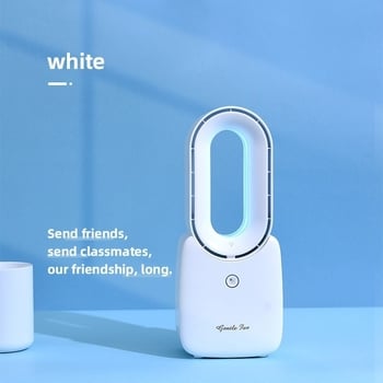 USB stolni ventilator bez lopatica, ugrađena baterija, 3 brzine prirodni vjetar, buka 36–45 dB, pogodan za prostorije do 10 m²