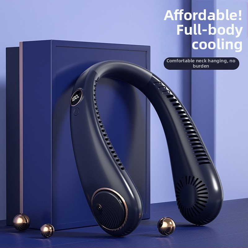 Vratni ventilator bez lopatica s USB punjenjem, ugrađena baterija 800-1000 mAh, digitalni prikaz, motor bez četkica, 5 postavki brzine