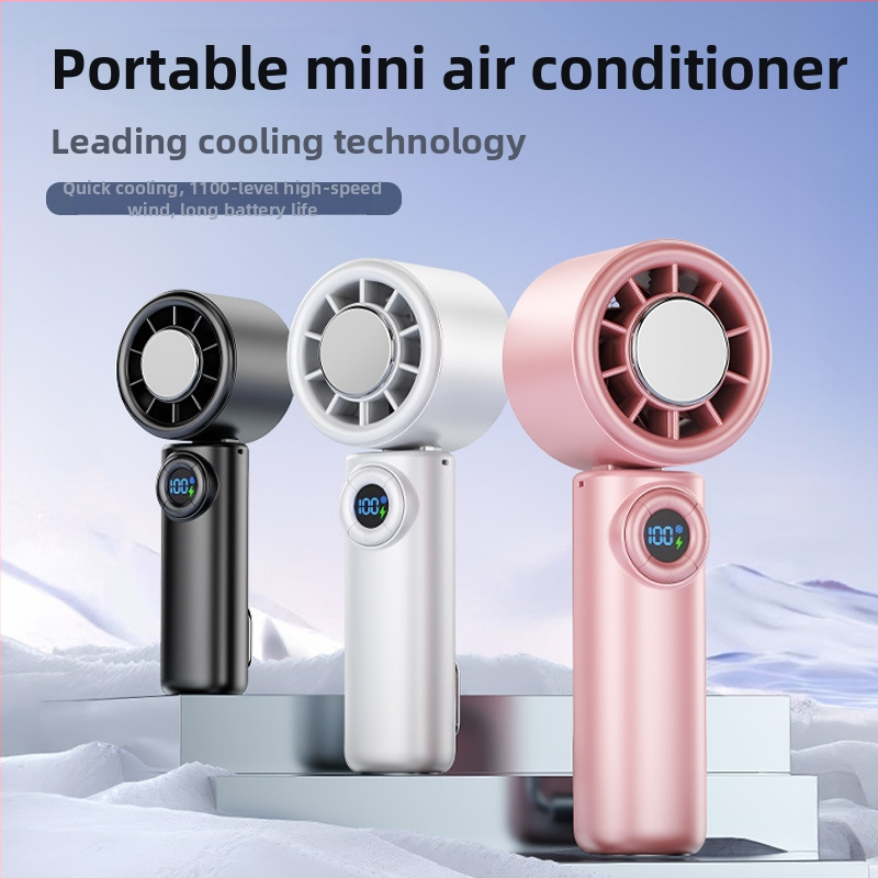Sklopivi bezlopatni ventilator za vrat i ruku s ledenim hlađenjem, ugrađena baterija 4000mAh, radno vrijeme 2–7h, USB napajanje