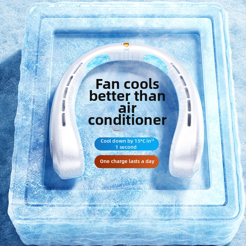 Prenosný krčný ventilátor, USB napájanie, 5W menovitý výkon, 4 rýchlosti prúdu vzduchu, zabudovaná batéria 500–800 mAh, výdrž 3–6 h