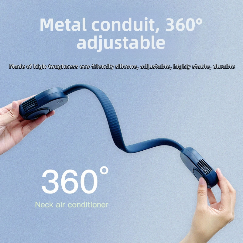 Bez lopatiek ventilátor na krk USB nabíjateľný, 3 rýchlosti, 3,7V, 5W, hluk pod 40 dB