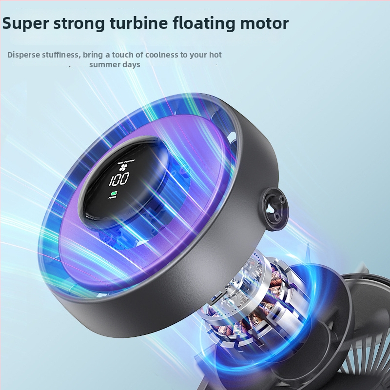 USB stolni ventilator s ugrađenom baterijom, bezčetkasti motor, bez lopatica, digitalni prikaz, kontinuirano podešavanje brzine