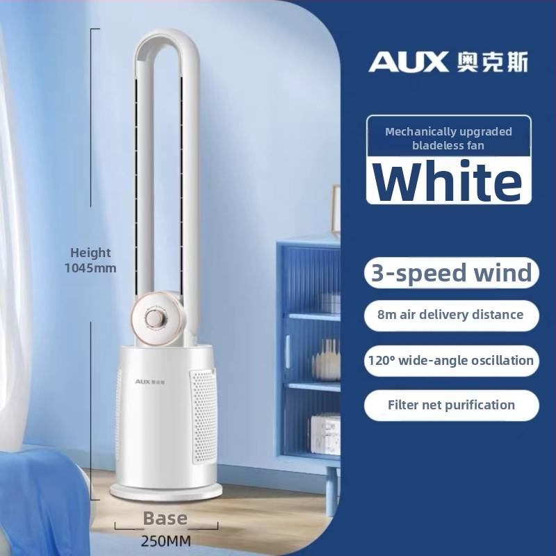 Ventilátor bez lopatiek na podlahe a na stole s oscilačnou hlavou – 60W, 220V, 36–45 dB, 3 rýchlosti, vhodný pre 21–30 m²