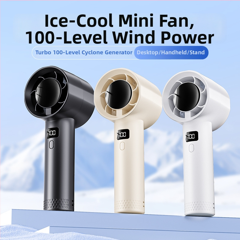 Ručni bezlopatni turbinski ventilator, ugrađena baterija 1200-2000 mAh, 100 razina brzine, buka 50-60 dB, USB napajanje