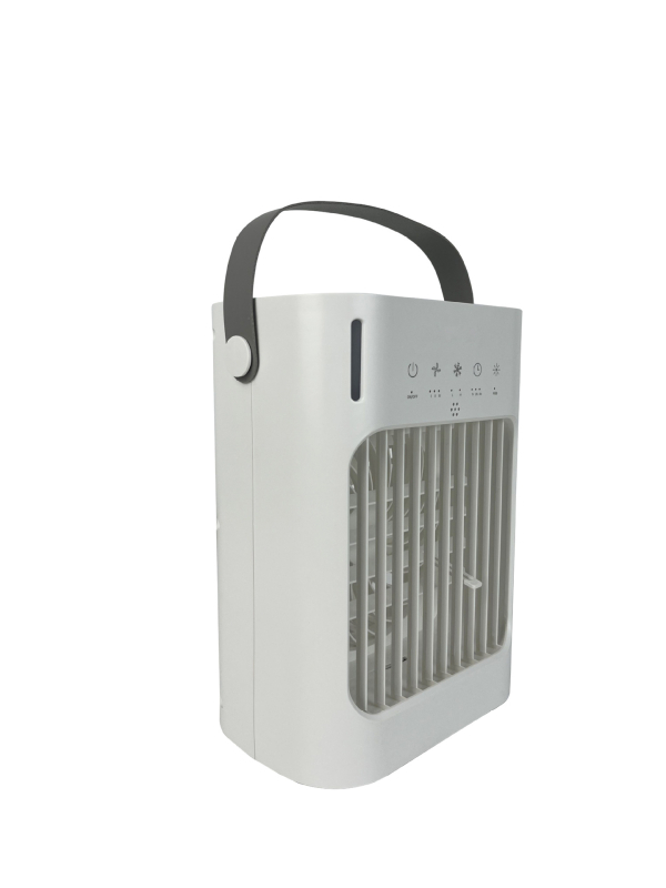 Mini prijenosni ventilator s raspršivanjem vode za hlađenje, vlaženje i atomizaciju — napajanje AC, brushless motor, 700 ml spremnik vode, 3 brzine, stolni ventilator
