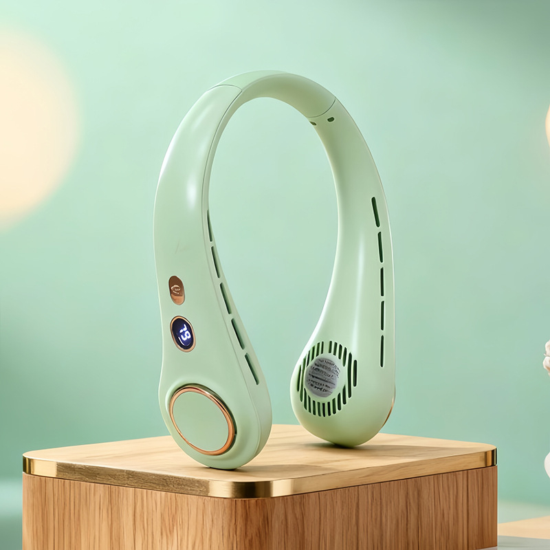 2026 novi model bez lopatica s digitalnim zaslonom, oko vrata, prijenosni ventilator s pet brzina za učenike i aktivnosti na otvorenom